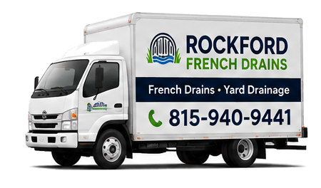 Rockford French Drains branded box truck